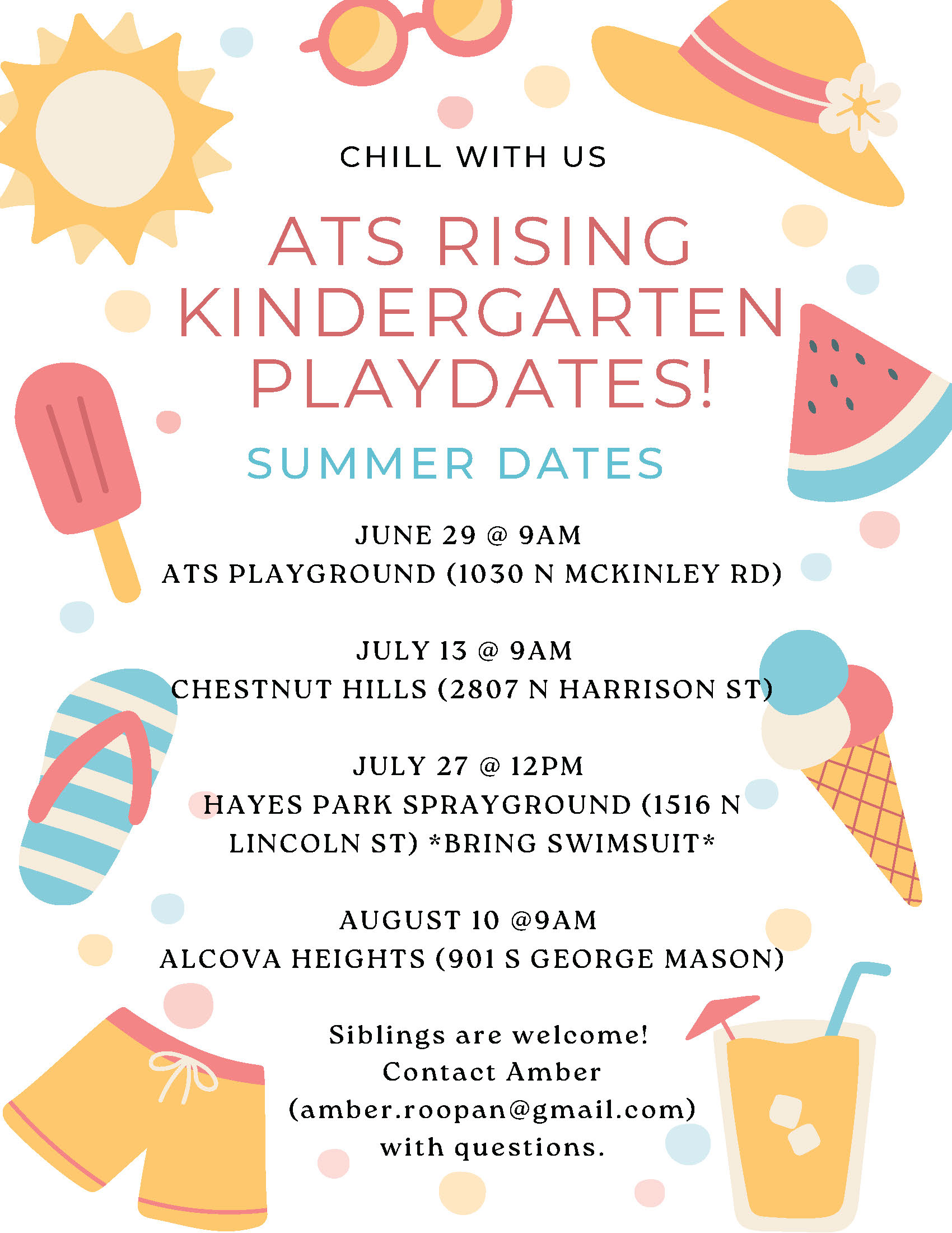 Rising Kindergarten playdates summer dates